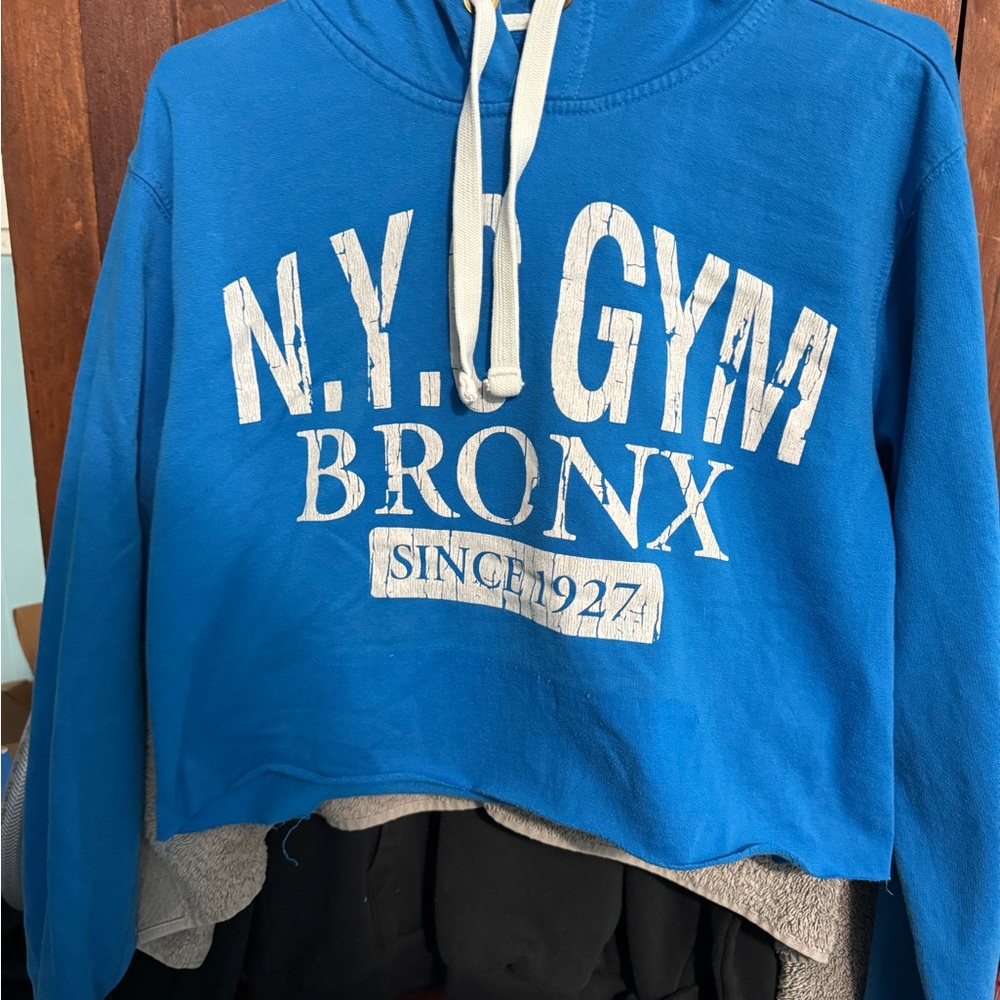 Blue N.Y. Gym Bronx Cropped Hoodie
